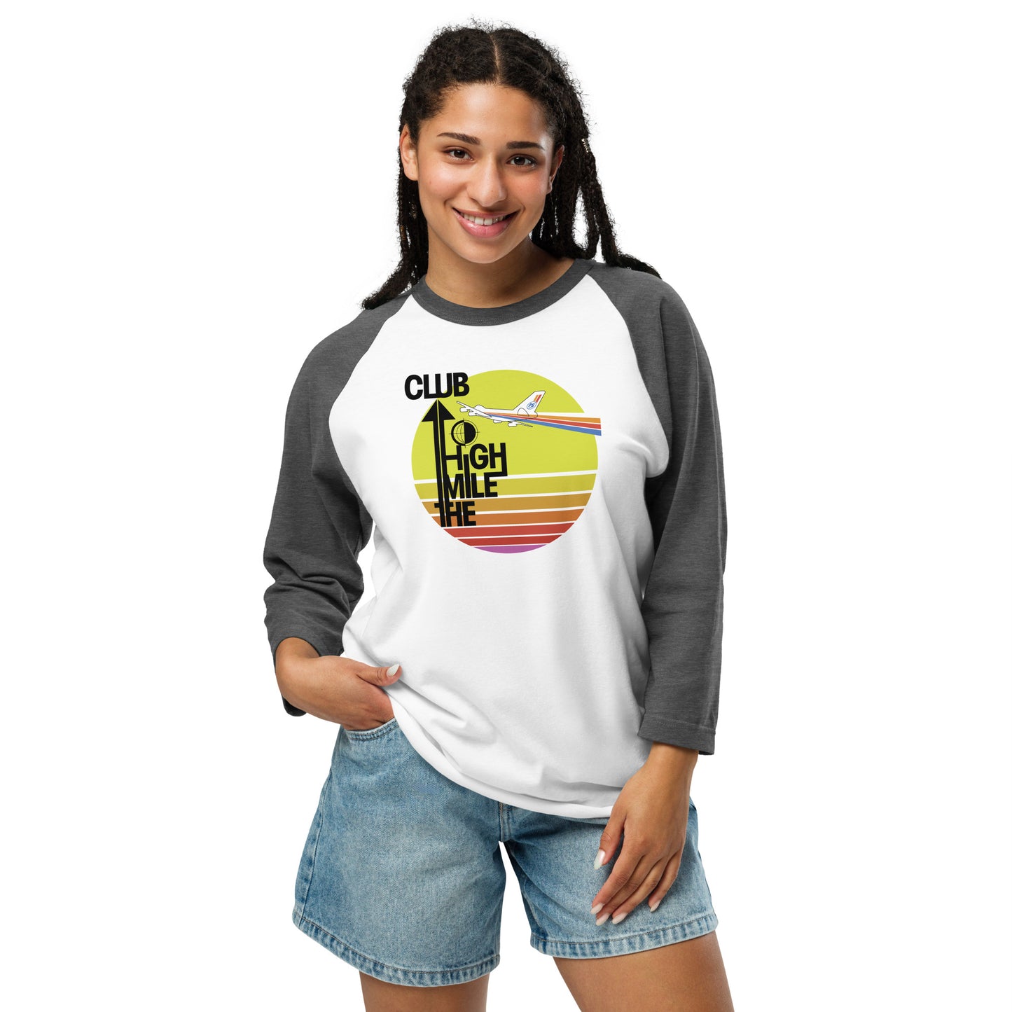 Retro "Mile High Club" Raglan Tee - Unisex - 6 COLORS