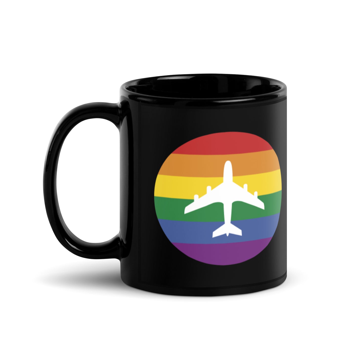 Airplane Pride Black Glossy Mug - 11oz