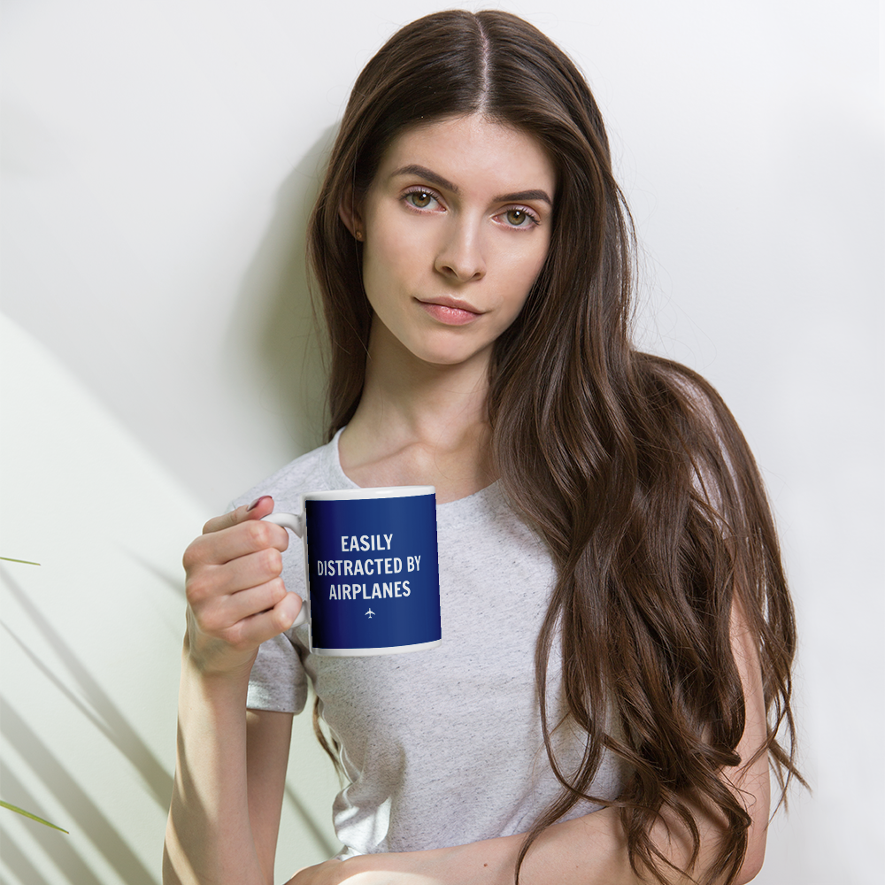 "EASILY DISTRACTED BY AIRPLANES" Mug - 11oz