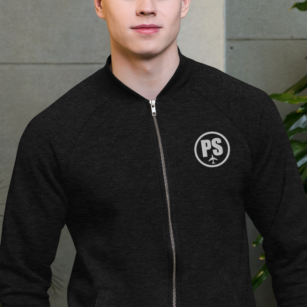 Passenger Shaming Embroidered Logo Bomber Jacket - Heather Black