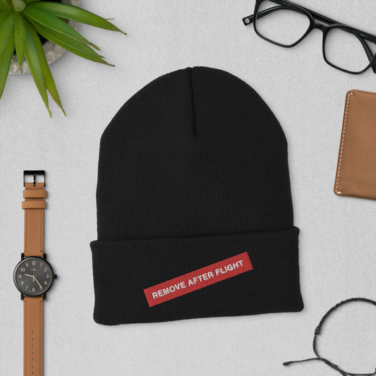 Passenger Shaming "Remove AFTER Flight" Embroidered Beanie