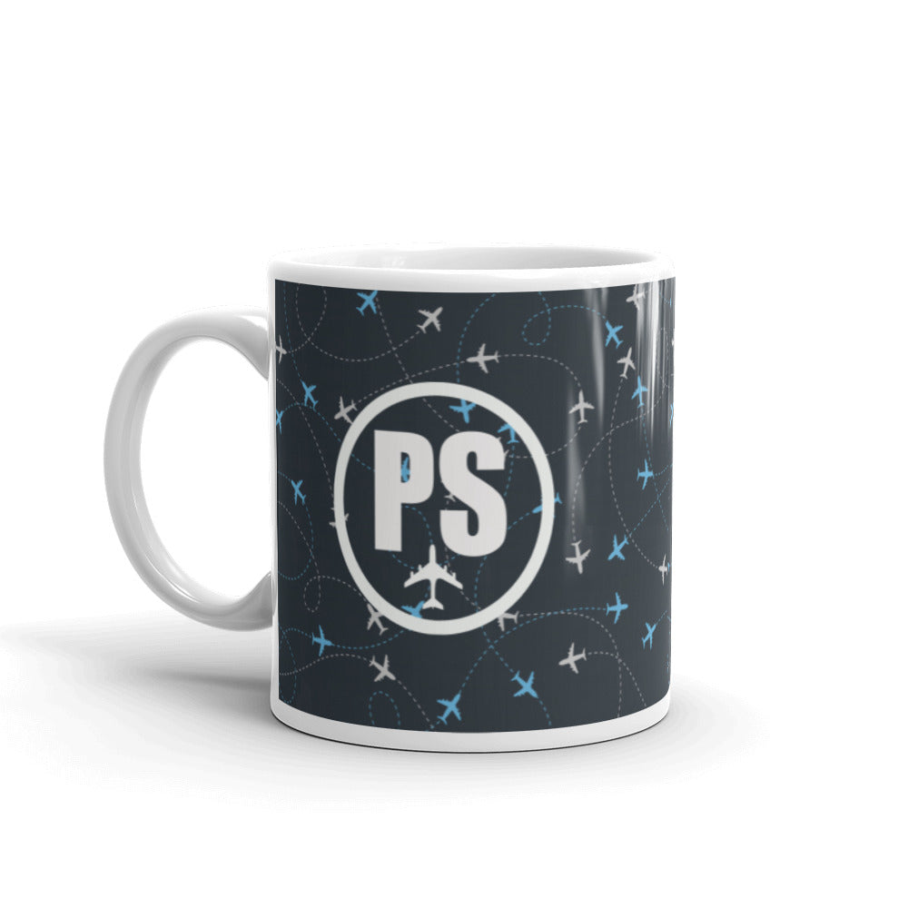 "Around The World" Airplane PS Logo Mug - 11oz