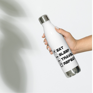 EAT SLEEP TRAVEL REPEAT Stainless Steel Water Bottle