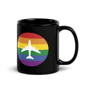Airplane Pride Black Glossy Mug - 11oz