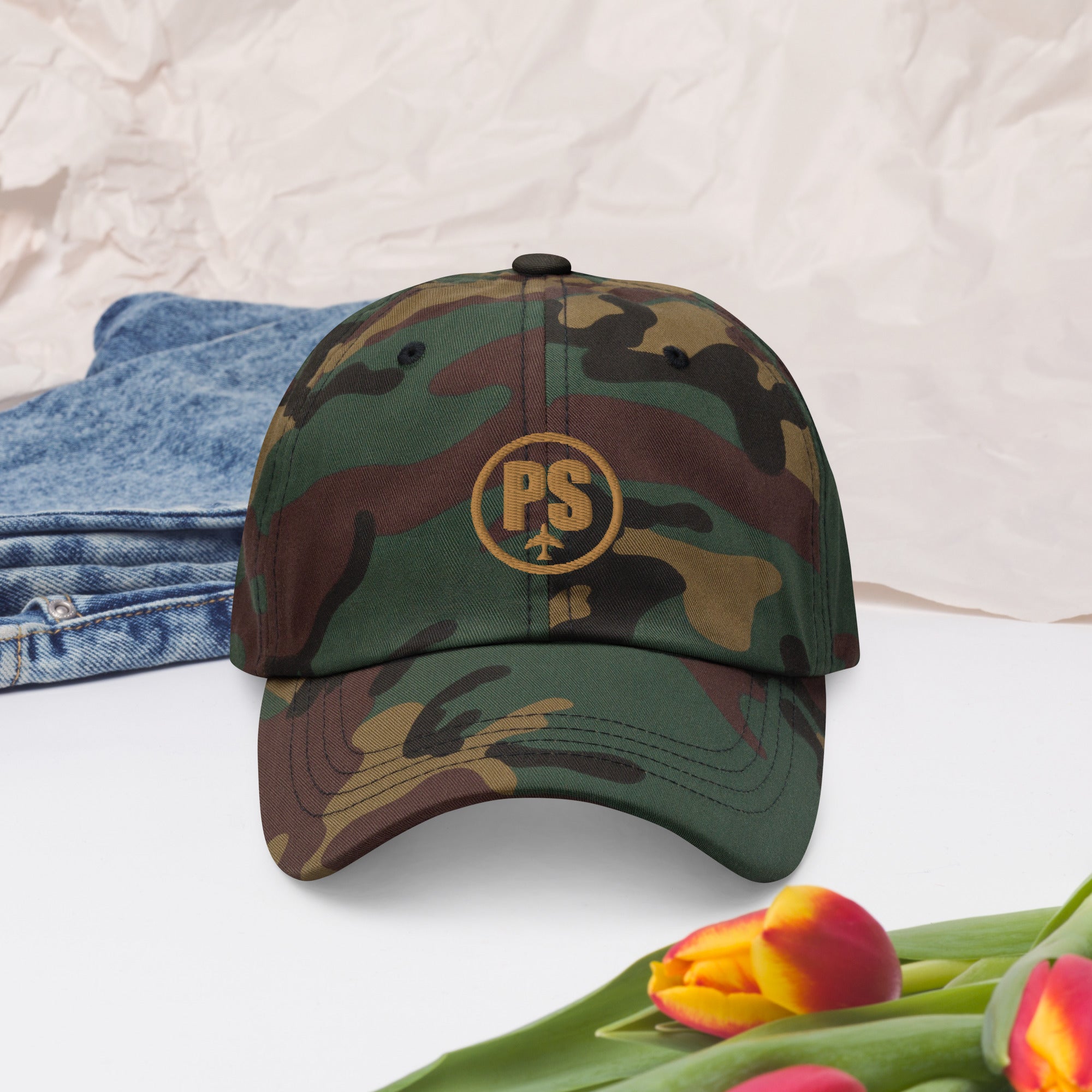 PS Embroidered Logo Camo Dad Hat – Passenger Shaming Merchandise