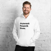 "Airplanes & Respect & Shoes" Helvetica Hoodie - UNISEX - 8 COLORS