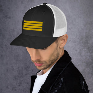 4 Stripes Embroidered Pilot Hat - 3 COLORS