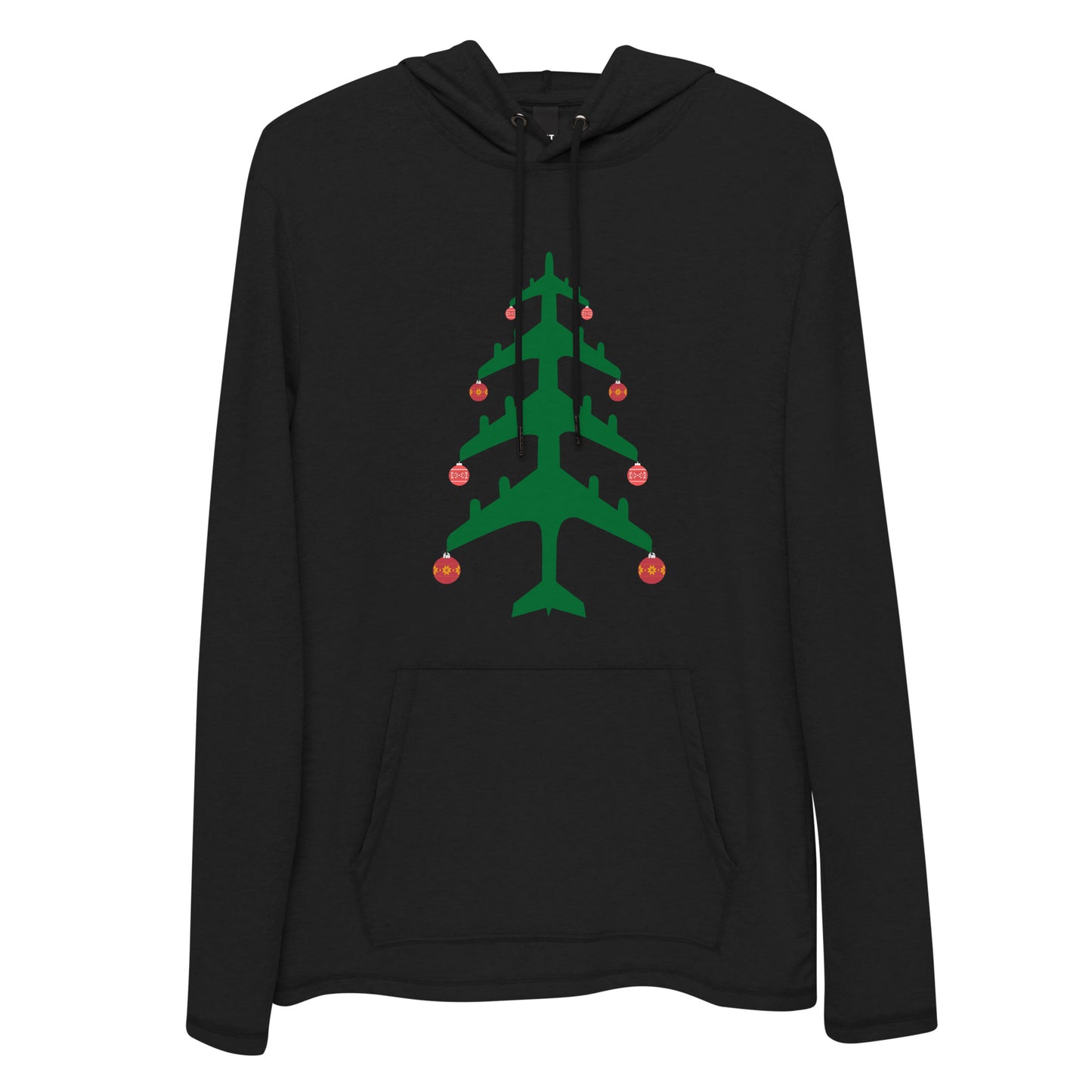 Airplane Christmas Tree Lightweight Hoodie - UNISEX - 2 COLORS