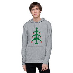Airplane Christmas Tree Lightweight Hoodie - UNISEX - 2 COLORS