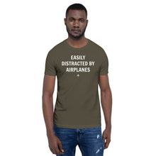 "EASILY DISTRACTED BY AIRPLANES" Tee - UNISEX - 12 COLORS