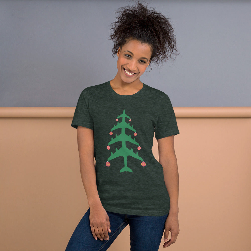 Airplane Christmas Tree Tee - UNISEX - 4 COLORS