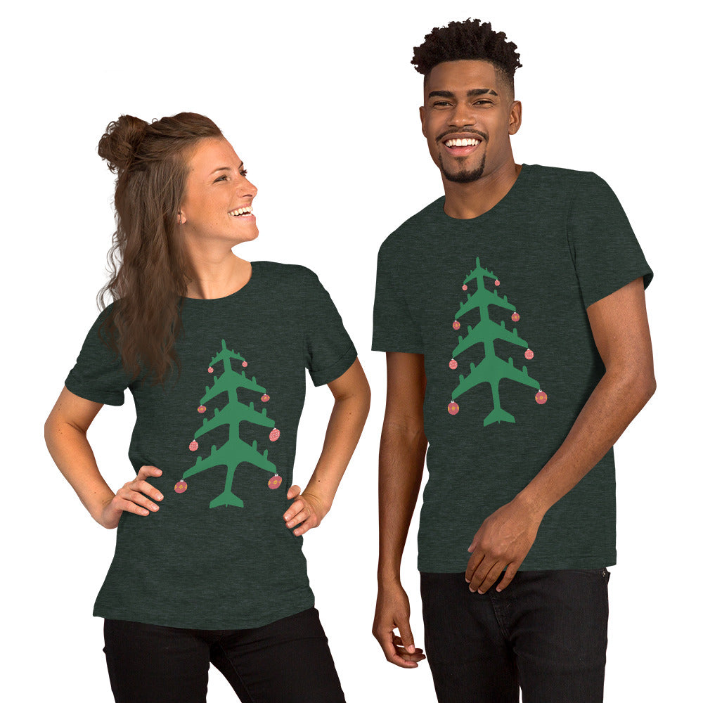 Airplane Christmas Tree Tee - UNISEX - 4 COLORS